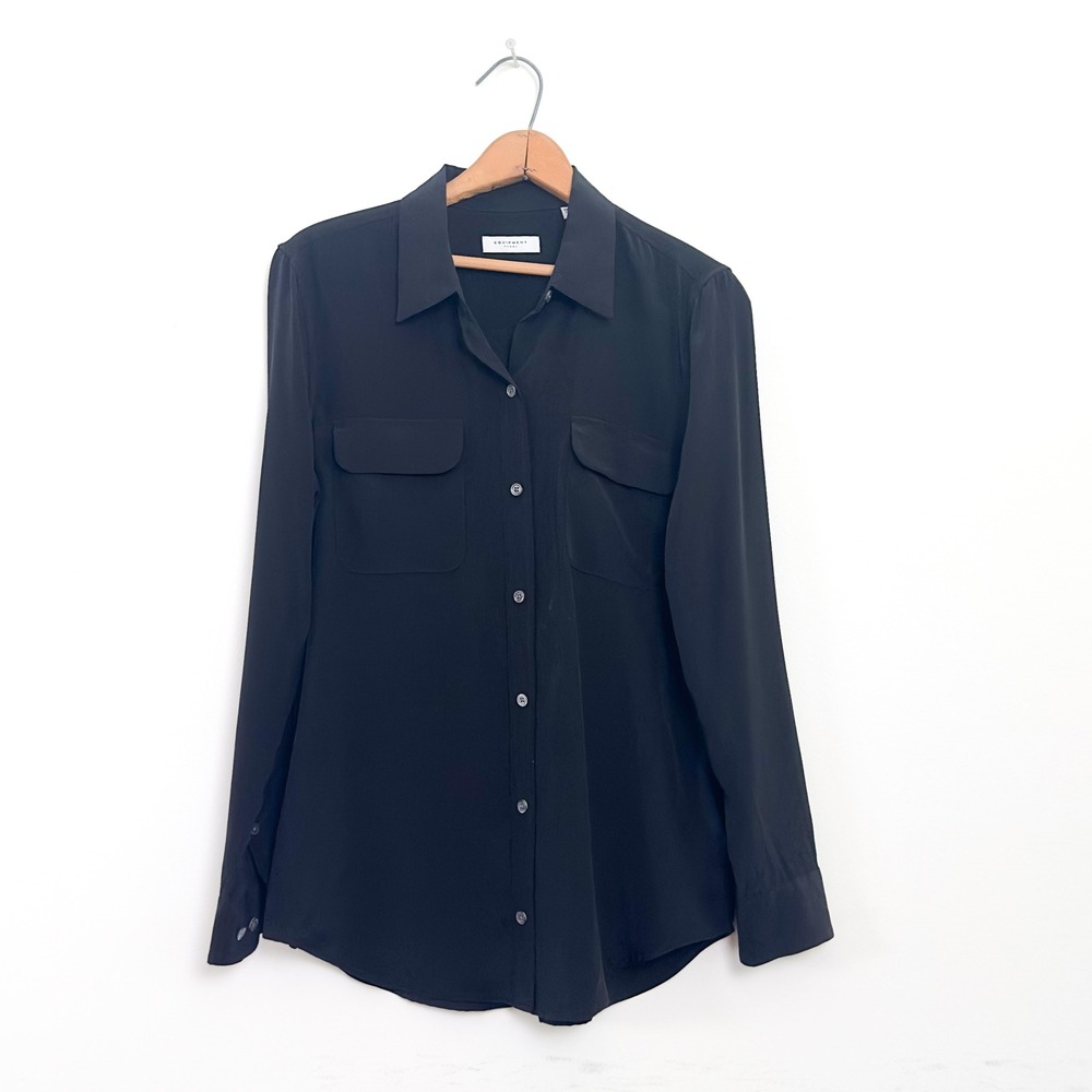 Equipment Femme Signature Shirt Black 100% Silk - Medium